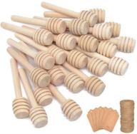 🍯 bnk 100pcs honey dipper sticks - 3 inch wood with natural jute twine & kraft paper tags - ideal for honey jar dispensing, drizzling, wedding parties, and family gatherings логотип