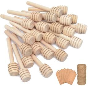 img 4 attached to 🍯 BNK 100Pcs Honey Dipper Sticks - 3 Inch Wood with Natural Jute Twine & Kraft Paper Tags - Ideal for Honey Jar Dispensing, Drizzling, Wedding Parties, and Family Gatherings