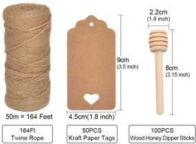 img 3 attached to 🍯 BNK 100Pcs Honey Dipper Sticks - 3 Inch Wood with Natural Jute Twine & Kraft Paper Tags - Ideal for Honey Jar Dispensing, Drizzling, Wedding Parties, and Family Gatherings