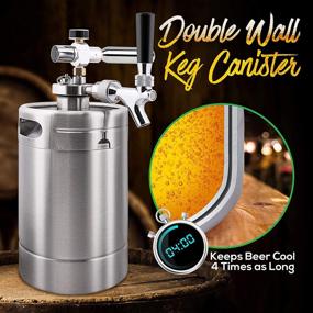 img 3 attached to 🍺 NutriChef Double Walled System - 64oz Stainless Steel Growler Tap Portable Mini Keg Dispenser Kegerator Kit with Co2 Pressure Regulator for Craft Beer Draft/Homebrew - PKBRTP99