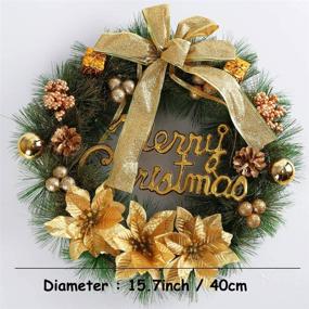 img 3 attached to H&W Christmas Wreath Door Wall Ornament Garland Decoration Bowknot - 15.7inch/40cm - Home Décor in Elegant Golden