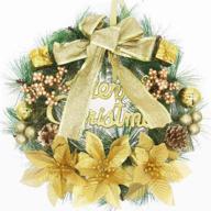 h&w christmas wreath door wall ornament garland decoration bowknot - 15.7inch/40cm - home décor in elegant golden logo