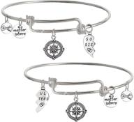 🌟 tisda best friends compass bracelet set with half broken heart, shiny crystal charm - perfect for teens! logo