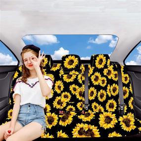 img 2 attached to 12-Piece Sunflower Car Accessories Set - Includes Front and Rear Bench Seat Cover, Steering Wheel Cover, Car Armrest Cover, Car Vent, Car Coaster - Easy to Install, Universally Fit for Auto Truck Van SUV