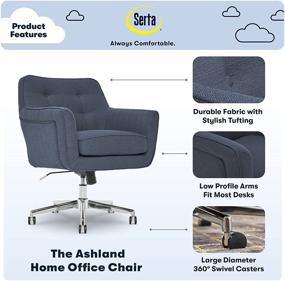 img 3 attached to 💺 Blue Serta Ashland Ergonomic Home Office Chair: Memory Foam Cushioning, 360-Degree Mobility, Chrome-Finished Stainless Steel Base