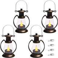 🕯️ reperla mini lantern, 4-pack vintage candle lanterns with flickering led candle – perfect indoor christmas decor & wedding hanging lanterns! logo