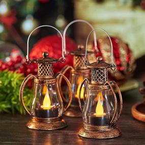 img 1 attached to 🕯️ Reperla Mini Lantern, 4-Pack Vintage Candle Lanterns with Flickering LED Candle – Perfect Indoor Christmas Decor & Wedding Hanging Lanterns!
