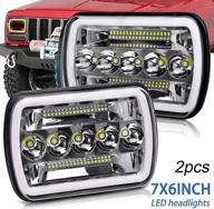 co light самые новые светодиодные фары 7x6 дюймов 5x7 дюймов янтарные глазки под углом герметичные линзы замена ближнего/дальнего света дхо подходит для wrangler yj cherokee xj грузовики пикап(1003zq янтарь) логотип