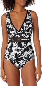 img 2 attached to 👙 Stylish and Trendy: Tommy Hilfiger Women's One Piece Swimsuit for Summertime Fun