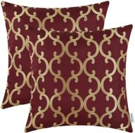 calitime set of 2 decorative throw pillow covers for couch 🛋️ sofa, modern quatrefoil geometric trellis chain pattern, 18 x 18 inches, burgundy/gold logo