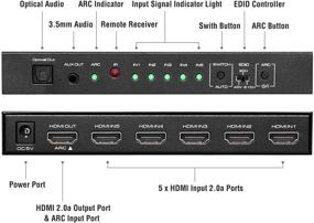 img 3 attached to 🔁 ROOFULL 5 Порт 4K HDMI Переключатель с Оптическим и 3,5 мм АУДИО выходом, 5 в 1 выход HDMI 2.0 4K при 60 Гц HDMI 2.0a Аудио Извлекатель Сплиттер с Пультом Дистанционного Управления, Поддерживает ARC, HDR, HDCP 2.2, 18Gbps, Dolby Vision