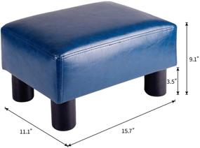 img 3 attached to Modern Rectangle Footrest Ottoman Stool in Royal Blue PU Faux Leather - Small Seat Chair Footstool