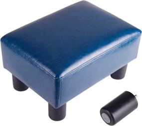 img 2 attached to Modern Rectangle Footrest Ottoman Stool in Royal Blue PU Faux Leather - Small Seat Chair Footstool