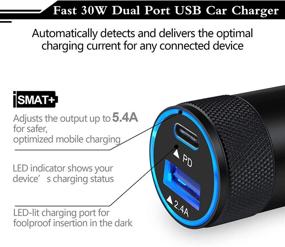 img 2 attached to 🔌 High-Speed USB C Fast Car Charger for iPhone 12/11 Pro Max, Samsung Galaxy S21/20 and More - 30W 3.0 PD Type C Car Adapter with 2 Ports