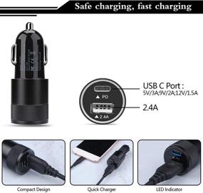 img 1 attached to 🔌 High-Speed USB C Fast Car Charger for iPhone 12/11 Pro Max, Samsung Galaxy S21/20 and More - 30W 3.0 PD Type C Car Adapter with 2 Ports