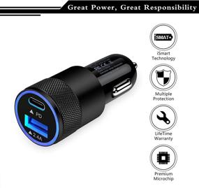 img 3 attached to 🔌 High-Speed USB C Fast Car Charger for iPhone 12/11 Pro Max, Samsung Galaxy S21/20 and More - 30W 3.0 PD Type C Car Adapter with 2 Ports