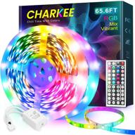 🌈 65.6ft led strip lights for bedroom - charkee rgb color changing light strips with remote control (44 keys), dimmable smd5050, ideal for room décor and diy projects (65.6ft/20m length) logo