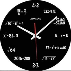 img 1 attached to Adalene Math Clock: Unique Wall Clock with Mathematical Expressions - Perfect Gift for Engineers and Math Teachers - Unusual, Cute, Funny, Silent, and Battery Operated 12 Inch Black Wall Clock