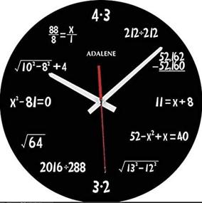 img 2 attached to Adalene Math Clock: Unique Wall Clock with Mathematical Expressions - Perfect Gift for Engineers and Math Teachers - Unusual, Cute, Funny, Silent, and Battery Operated 12 Inch Black Wall Clock