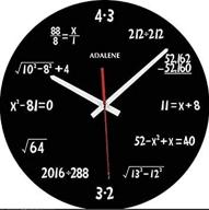 adalene math clock: unique wall clock with mathematical expressions - perfect gift for engineers and math teachers - unusual, cute, funny, silent, and battery operated 12 inch black wall clock logo