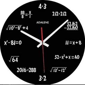 img 4 attached to Adalene Math Clock: Unique Wall Clock with Mathematical Expressions - Perfect Gift for Engineers and Math Teachers - Unusual, Cute, Funny, Silent, and Battery Operated 12 Inch Black Wall Clock