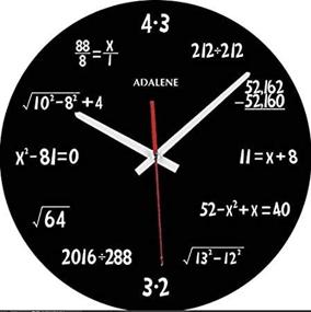 img 3 attached to Adalene Math Clock: Unique Wall Clock with Mathematical Expressions - Perfect Gift for Engineers and Math Teachers - Unusual, Cute, Funny, Silent, and Battery Operated 12 Inch Black Wall Clock
