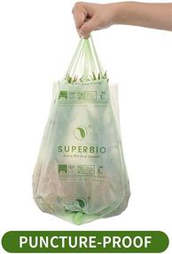 img 1 attached to Premium 100% Compostable Trash Bags with Handles: SUPERBIO ASTM D6400&EN13432, 2.6 Gallon, 100 Count - Extra Thick, BPI&OK Compost Certified for Small Kitchen Food Scrap Garbage Bin