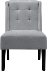 img 3 attached to Grey Modern Tufted Accent Chair with Solid Wood Legs by Amazon Basics