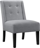 grey modern tufted accent chair with solid wood legs by amazon basics логотип