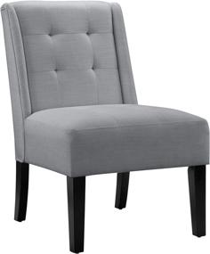 img 4 attached to Grey Modern Tufted Accent Chair with Solid Wood Legs by Amazon Basics