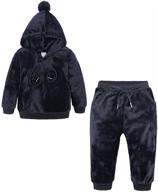 adorable kids tales baby boys girls hooded 👶 fleece set with cute ears: perfect pullover and pants outfits! logo