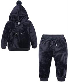 img 4 attached to Adorable Kids Tales Baby Boys Girls Hooded 👶 Fleece Set with Cute Ears: Perfect Pullover and Pants Outfits!