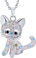 💎 sparkly silver tone rainbow crystal cat pendant necklace - perfect cat lover gift for women, teen girls and daughters! logo