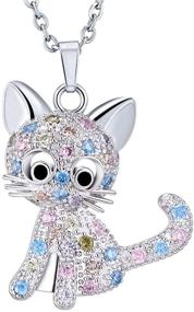 img 4 attached to 💎 Sparkly Silver Tone Rainbow Crystal Cat Pendant Necklace - Perfect Cat Lover Gift for Women, Teen Girls and Daughters!