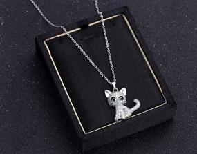 img 2 attached to 💎 Sparkly Silver Tone Rainbow Crystal Cat Pendant Necklace - Perfect Cat Lover Gift for Women, Teen Girls and Daughters!