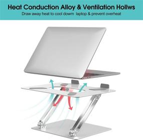 img 1 attached to Silver Ergonomic Laptop Stand with Heat-Vent | Adjustable Multi-Angle Notebook Stand for MacBook, Dell, HP & More 10-17" Laptops – Portable Aluminum Computer Stand