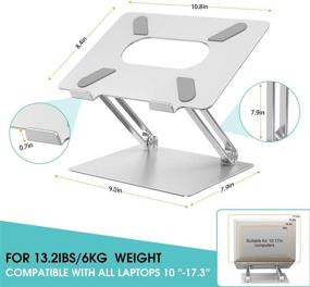 img 3 attached to Silver Ergonomic Laptop Stand with Heat-Vent | Adjustable Multi-Angle Notebook Stand for MacBook, Dell, HP & More 10-17" Laptops – Portable Aluminum Computer Stand