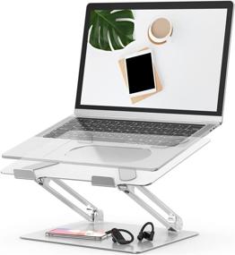 img 4 attached to Silver Ergonomic Laptop Stand with Heat-Vent | Adjustable Multi-Angle Notebook Stand for MacBook, Dell, HP & More 10-17" Laptops – Portable Aluminum Computer Stand