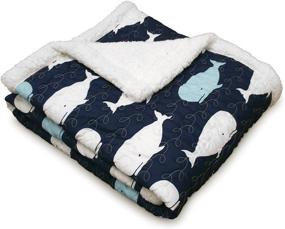 img 2 attached to 🐋 Lush Decor, Navy Whale Throw Blanket with Ocean Animal Print, Reversible Fuzzy Sherpa - 60” x 50”, 60&#34; x 50&#34;