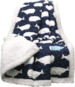 img 1 attached to 🐋 Lush Decor, Navy Whale Throw Blanket with Ocean Animal Print, Reversible Fuzzy Sherpa - 60” x 50”, 60&#34; x 50&#34;