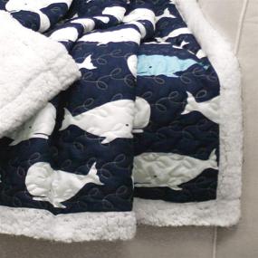 img 3 attached to 🐋 Lush Decor, Navy Whale Throw Blanket with Ocean Animal Print, Reversible Fuzzy Sherpa - 60” x 50”, 60&#34; x 50&#34;