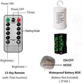 img 1 attached to 🔥 Waterproof Copper Wire Firefly Bunch Lights - Battery Operated, 8 Flashing Modes with Remote Control Timer and Hooks - Decorative Fairy Lights for Indoor & Outdoor (Warm White)