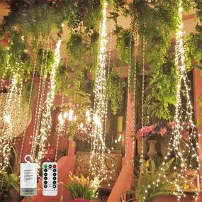 img 4 attached to 🔥 Waterproof Copper Wire Firefly Bunch Lights - Battery Operated, 8 Flashing Modes with Remote Control Timer and Hooks - Decorative Fairy Lights for Indoor & Outdoor (Warm White)