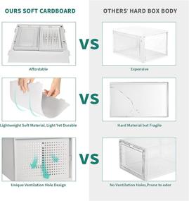 img 3 attached to 👟✨ YITAHOME XL Shoe Storage Box: Set of 12 Lightweight Cardboard Organizers, Stackable Rack Containers with Drawers - White/X-Large Size