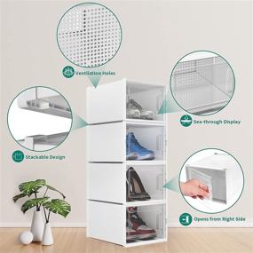 img 1 attached to 👟✨ YITAHOME XL Shoe Storage Box: Set of 12 Lightweight Cardboard Organizers, Stackable Rack Containers with Drawers - White/X-Large Size