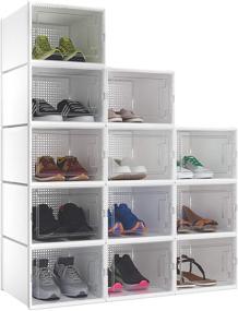 img 4 attached to 👟✨ YITAHOME XL Shoe Storage Box: Set of 12 Lightweight Cardboard Organizers, Stackable Rack Containers with Drawers - White/X-Large Size