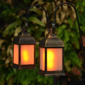 img 2 attached to 🕯️ Timer Flameless Candle Decorative Lanterns - Battery Powered, 10''H Outdoor and Indoor Hanging Décor for Weddings, Plastic & Bronze Hue