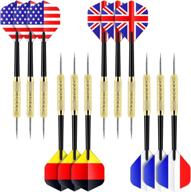 🎯 ohuhu steel tip darts: professional metal darts with national flag flights (4 styles) - complete metal dart set, 12 pcs with 3 free pvc dart rods логотип