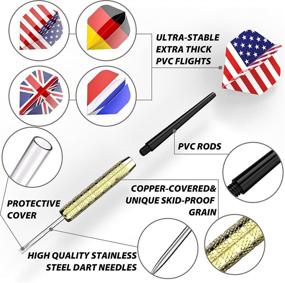 img 2 attached to 🎯 Ohuhu Steel Tip Darts: Professional Metal Darts with National Flag Flights (4 Styles) - Complete Metal Dart Set, 12 Pcs with 3 Free PVC Dart Rods