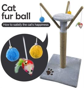 img 1 attached to 🐱 Shellkingdom Cat Scratching Post: 24 inch Sisal Kitten Scratcher Tree with Interactive Balls and Dangling Ball - Perfect Playtime Fun for Indoor Cats